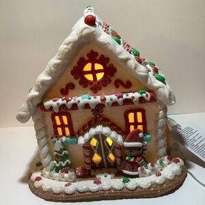 Peppermint Square 8” LED Light Up Gingerbread House New